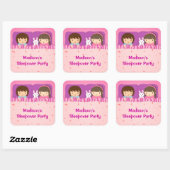 Schattigee meisjes Sleepover Slumber Party Vierkante Sticker (Vel)
