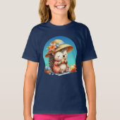 Schattigee meisjes strand egel aanpasbaar t-shirt (Voorkant)