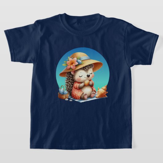 Schattigee meisjes strand egel aanpasbaar t-shirt (Laagn)