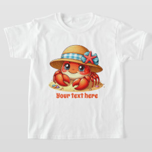 Schattigee meisjes strandkrab tekst toevoegen t-shirt