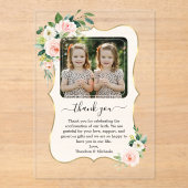 Schattigee meisjes tweeling fotobevestiging bedank acryl uitnodigingen (Voorkant)