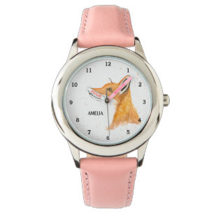 Schattigee Meisjes Vos Dier Kinder Wildlife Woodla Horloge