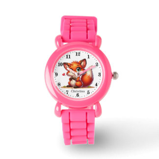 Schattigee meisjes vossenliefhebbers Naam toevoege Horloge