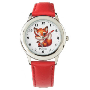 Schattigee meisjes vossenliefhebbers Naam toevoege Horloge