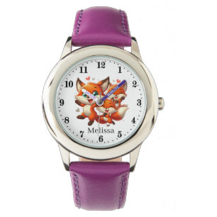 Schattigee meisjes vossenliefhebbers Naam toevoege Horloge