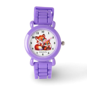 Schattigee meisjes vossenliefhebbers Naam toevoege Horloge