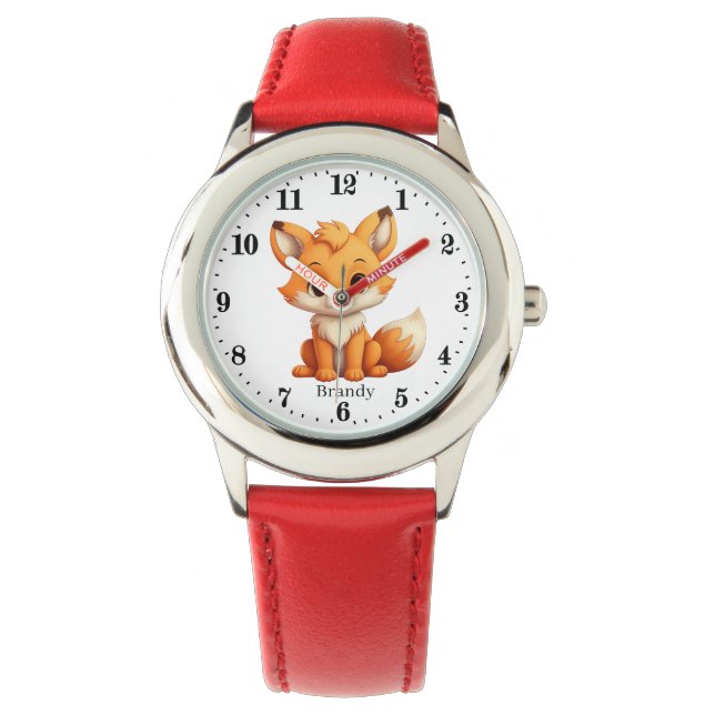 Schattigee meisjes vossenliefhebbers Naam toevoege Horloge (Voorkant)