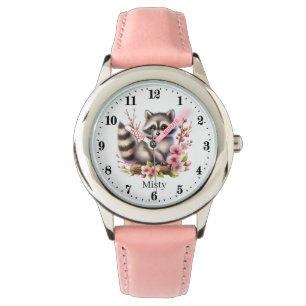 Schattigee meisjes wasbeer liefhebbers voeg naam t horloge