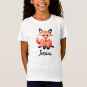 Schattigee Meisjes Waterverf Woodland Wildlife Fox T-shirt (Voorkant)