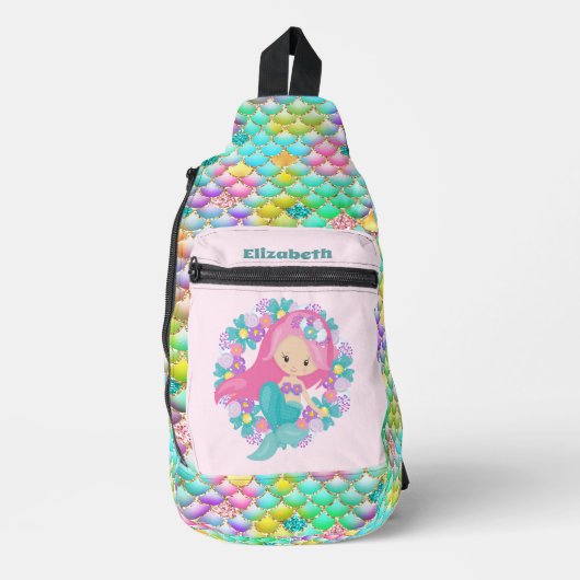 Schattigee meisjes zeemeermin fantasie naam toevoe sling bag (Voorkant)