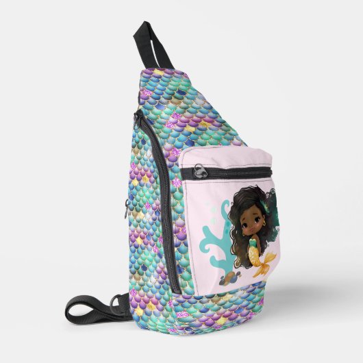 Schattigee meisjes zeemeermin fantasie naam toevoe sling bag (Linkerhoek)