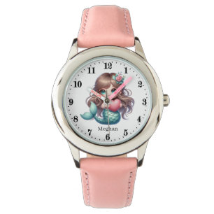 Schattigee meisjes zeemeermin Naam toevoegen Horloge