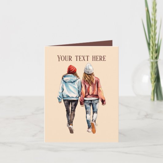 Schattigee meisjes zusters of vrienden kaart (Voorkant)