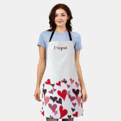 Schattigee meisjesachtige handgetekende harten gri schort (Gedragen)