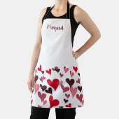 Schattigee meisjesachtige handgetekende harten gri schort (Insitu)