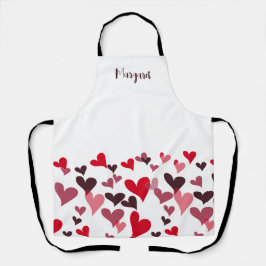 Schattigee meisjesachtige handgetekende harten gri schort