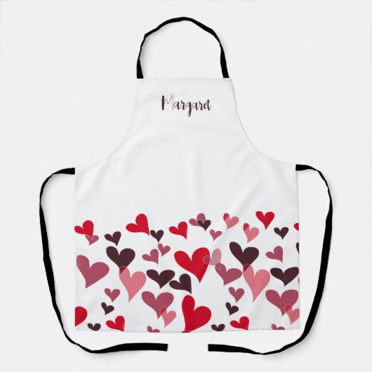 Schattigee meisjesachtige handgetekende harten gri schort (Voorkant)