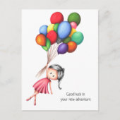 Schattigee meisjesballonnen gepersonaliseerd afsch briefkaart (Voorkant)