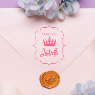 Schattigee meisjesmoderne koninklijke kroonprinses rubberstempel