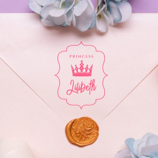 Schattigee meisjesmoderne koninklijke kroonprinses rubberstempel