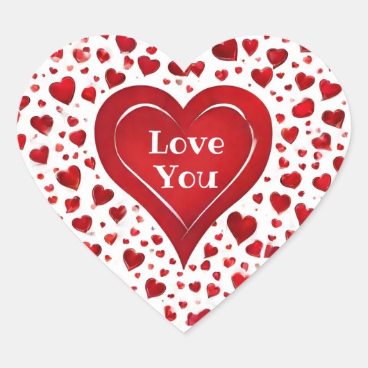 Schattigee meisjesrode en witte liefde hart sticker (Voorkant)