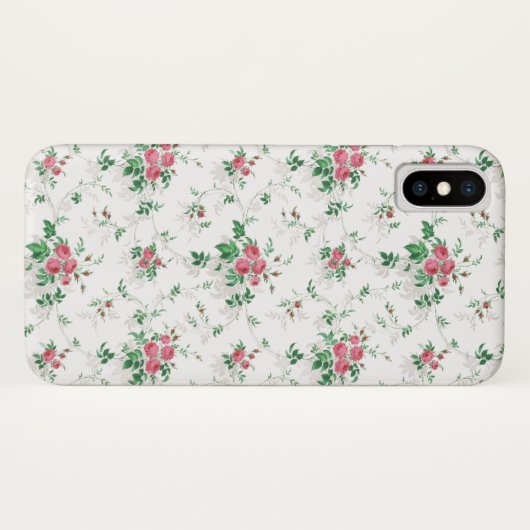 Schattigee meisjesroze rozen-witte achtergrond Case-Mate iPhone case (Achterkant (horizontaal))