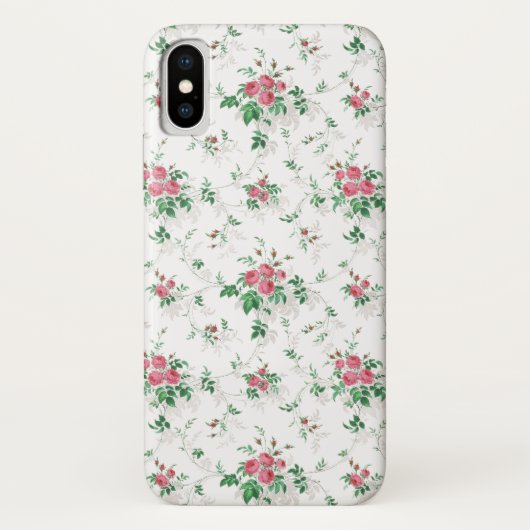 Schattigee meisjesroze rozen-witte achtergrond Case-Mate iPhone case (Achterkant)
