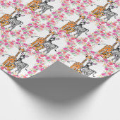 Schattigee meisjessafari vrienden, giraffe, zebra, cadeaupapier (Hoek)