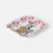 Schattigee meisjessafari vrienden, giraffe, zebra, papieren bordje (Gebogen)