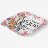 Schattigee meisjessafari vrienden, giraffe, zebra, papieren bordje (Gebogen)