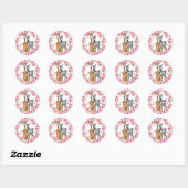Schattigee meisjessafari vrienden, giraffe, zebra, ronde sticker (Vel)