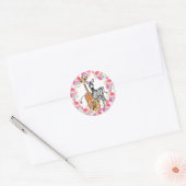 Schattigee meisjessafari vrienden, giraffe, zebra, ronde sticker (Envelop)