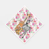 Schattigee meisjessafari vrienden, giraffe, zebra, servet (Hoek)