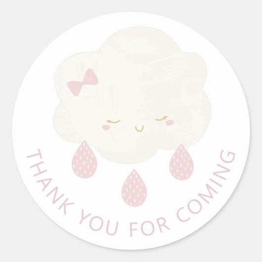 Schattigee meisjeswolk. Baby shower dank u voor uw Ronde Sticker (Voorkant)