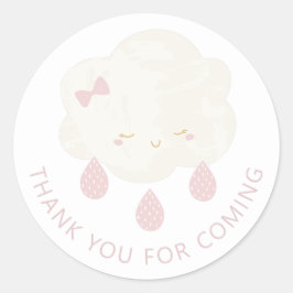 Schattigee meisjeswolk. Baby shower dank u voor uw Ronde Sticker