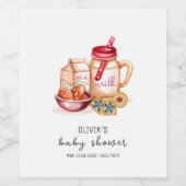 Schattigee Melk & Cookie Genderneutraal Baby showe Wijn Etiket (Enkel label)