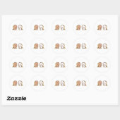 Schattigee melkperzik Beren Ronde Sticker (Vel)