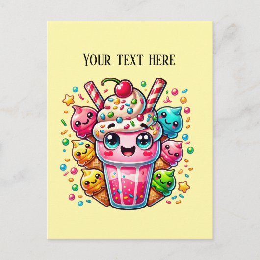 Schattigee melkshake Voeg tekst toe IJs Briefkaart (Voorkant)