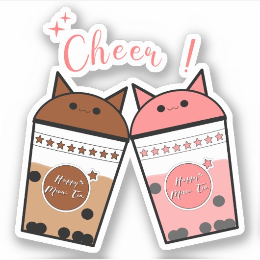 Schattigee melkthee vinyl Sticker (Voorkant)