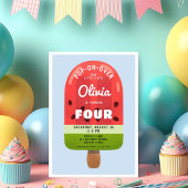 Schattigee Melon Popsicle meisje 4e verjaardag Kaart