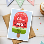 Schattigee Melon Popsicle Meisje Zesde Verjaardag Kaart