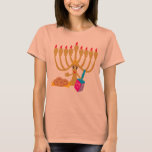 Schattigee Menorah & Dreidel T-shirt<br><div class="desc">T-Shirt jurk voor een Chanoeka Party,  met Schattigee Menorah & Dreidel Design</div>
