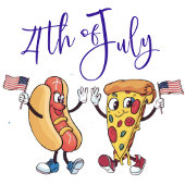 Schattigee Menselijke Hete Hond En Pizza 4th van J Kaart