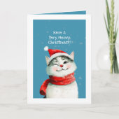 Schattigee Meowy Cat Christmas Kaart (Voorkant)