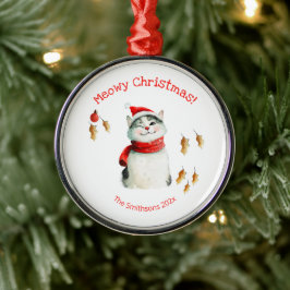 Schattigee Meowy Cat Christmas Metalen Ornament
