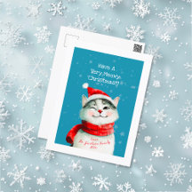 Schattigee Meowy Cat Christmas Post Kaart