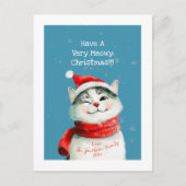 Schattigee Meowy Cat Christmas Post Kaart (Voorkant)