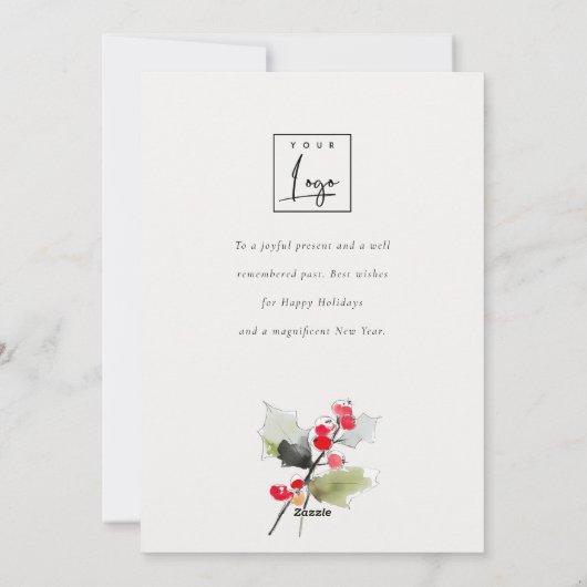 Schattigee Meowy Christmas Light Cat Corporate Log Feestdagenkaart (Achterkant)