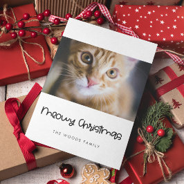 Schattigee Meowy Christmas Pet Foto Feestdagenkaart