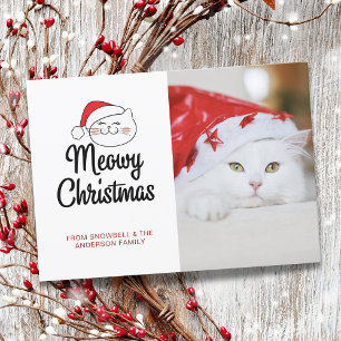 Schattigee Meowy Kerstfoto Huisdier Kat Feestdagenkaart